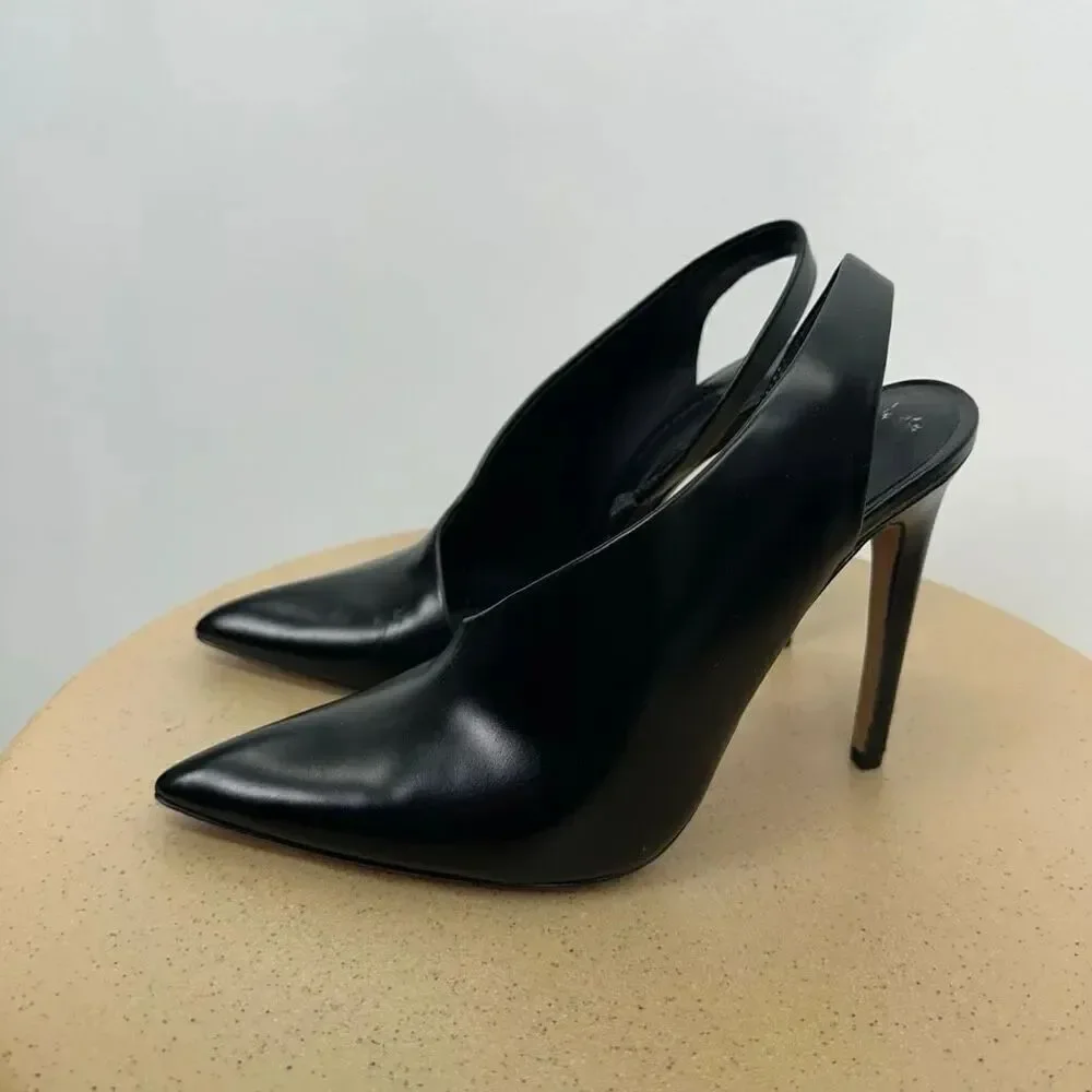 Alexander Wang Women’s Edie Slingback Heels Black Leather Pumps